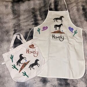 Handmade by Amish Howdy Apron and Tote Set with Horse Design
